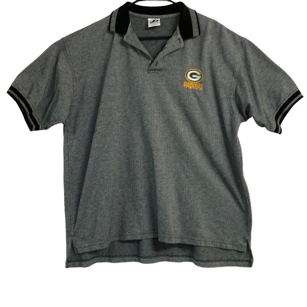 Green Bay Packers Black and Grey Polo Shirt Size XL